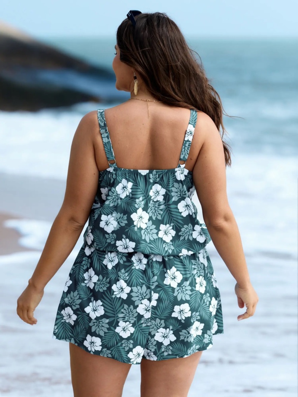 Bloomchic 22/24 Blue Floral Swimsuit Swim Romper NEW - Picture 6 of 12